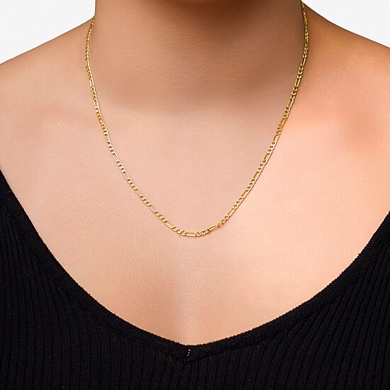 Made in Italy Unisex Adult 10K Gold 22 Inch Figaro Chain Necklace