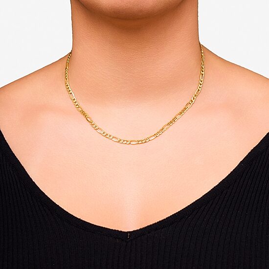 Made in Italy Unisex Adult 10K Gold 18 Inch Figaro Chain Necklace