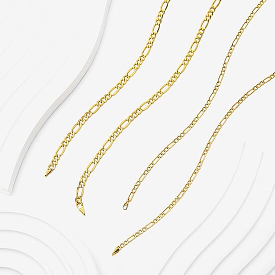 Made in Italy Unisex Adult 10K Gold 18 Inch Figaro Chain Necklace
