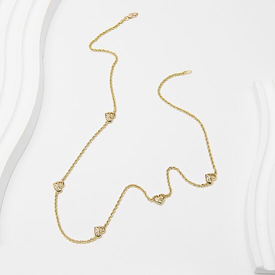 Womens 10K Gold Heart 18 Inch Pendant Necklace