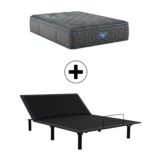 Beautyrest Level Two 14.75" Plush Pillow Top - Mattress + Adjustable Base