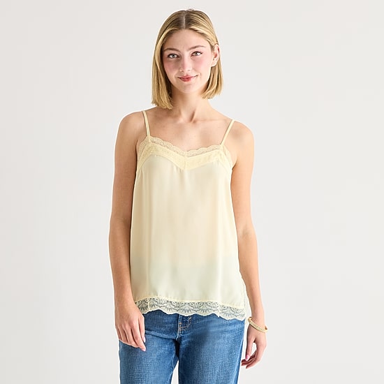 A.N.A Womens Sweetheart Neck Sleeveless Lace Trim Camisole