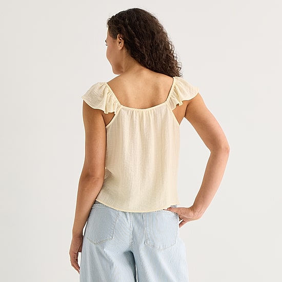 A.N.A Womens Square Neck Short Sleeve Blouse