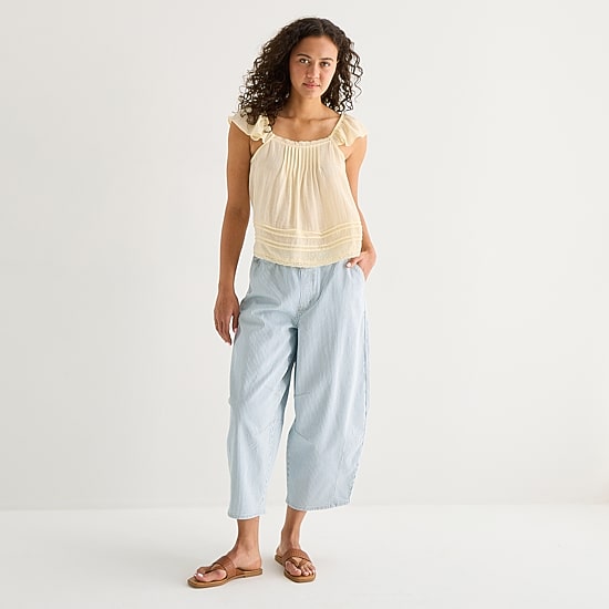 A.N.A Womens Square Neck Short Sleeve Blouse
