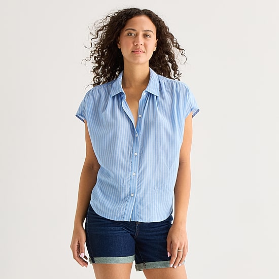 a.n.a Womens Short Sleeve Blouse