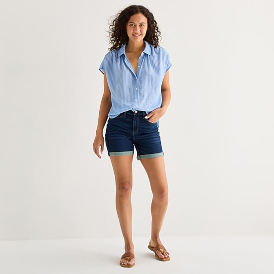 a.n.a Womens Short Sleeve Blouse