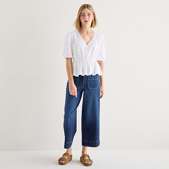 a.n.a Womens V Neck 3/4 Sleeve Blouse