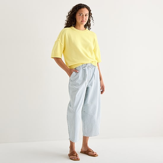 a.n.a Womens Crew Neck Short Sleeve Pullover Sweater