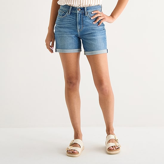 a.n.a Roll Cuff Womens 5" High Rise Denim Short