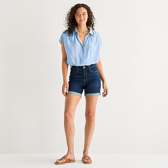 A.N.A Roll Cuff Womens 5" High Rise Denim Short