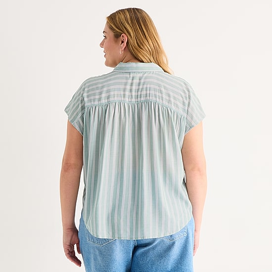 a.n.a Womens Plus Short Sleeve Blouse