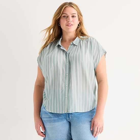 a.n.a Womens Plus Short Sleeve Blouse