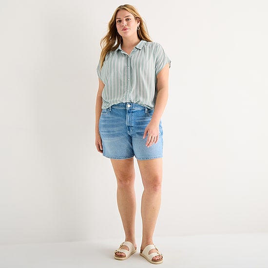a.n.a Womens Plus Short Sleeve Blouse