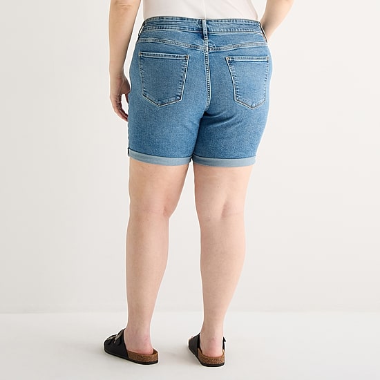 a.n.a Womens Plus High Rise 5" Denim Short