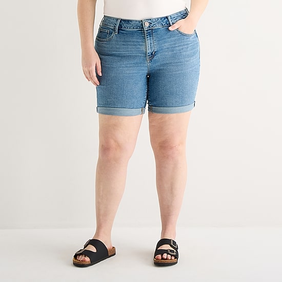 a.n.a Womens Plus High Rise 5" Denim Short
