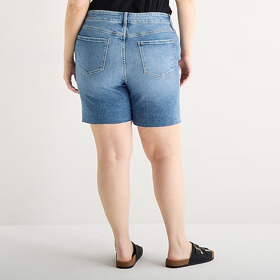 A.N.A Embellished Womens Plus High Rise 5" Denim Short