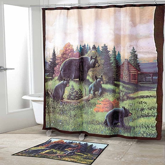 Avanti Black Bear Lodge Shower Curtain