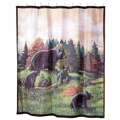 Avanti Black Bear Lodge Shower Curtain, One Size, Multiple Colors