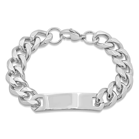 Steeltime Mens Stainless Steel Solid Curb Id Bracelet