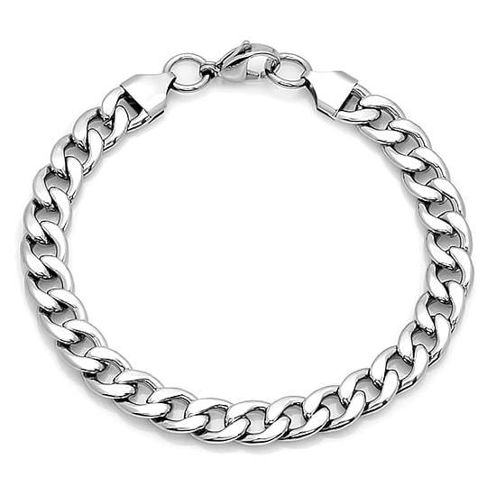 Steeltime Mens Stainless Steel Solid Curb Chain Bracelet