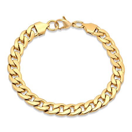 Made in Italy Mens 10K Gold 8 1/2 Inch Figaro Chain Bracelet