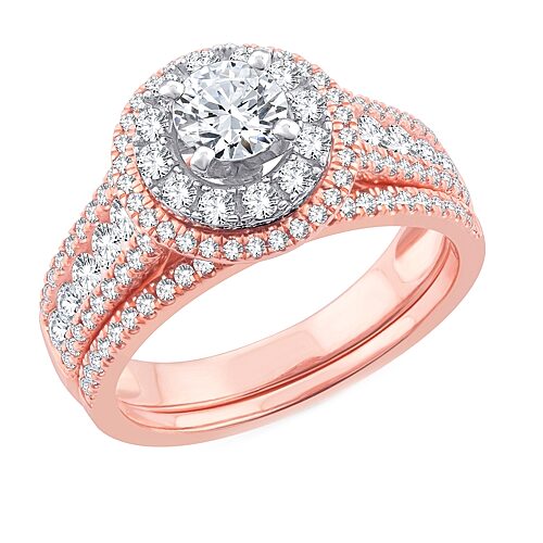 Womens 1 1/2 CT. T.W. Natural White Diamond 10K Gold Round Engagement Ring, 8, Rose