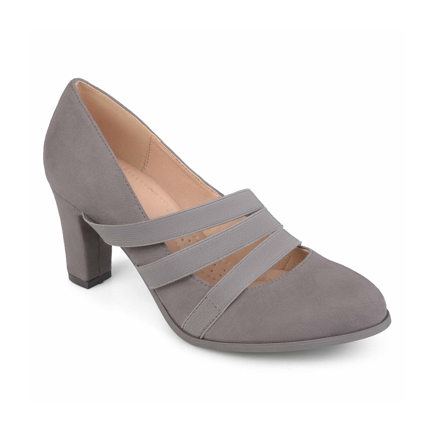 Journee Collection Loren Womens Round Closed Toe Stacked Heel Pumps