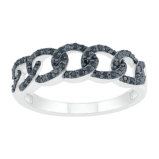 Womens 1/4 CT. T.W. Natural Black Diamond Sterling Silver Cocktail Ring