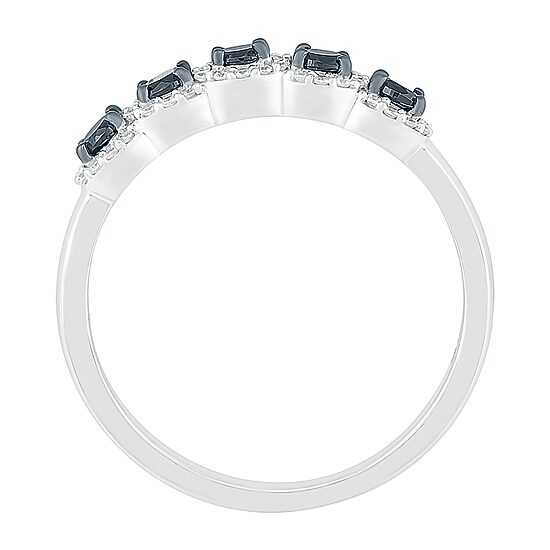 Womens 2MM 1/2 CT. T.W. Natural Black Diamond Sterling Silver 5-Stone Band