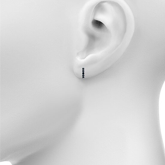 Womens 1/2 CT. T.W. Natural Black Diamond Sterling Silver 13mm Hoop Earrings