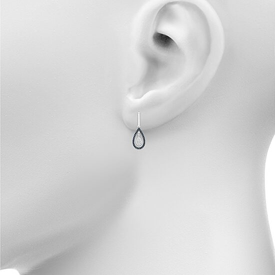Womens 1/2 CT. T.W. Natural Black Diamond Sterling Silver Pear Drop Earrings