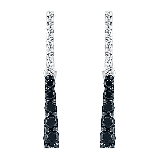 Linear Womens 1/3 CT. T.W. Natural Black Diamond Sterling Silver Drop Earrings