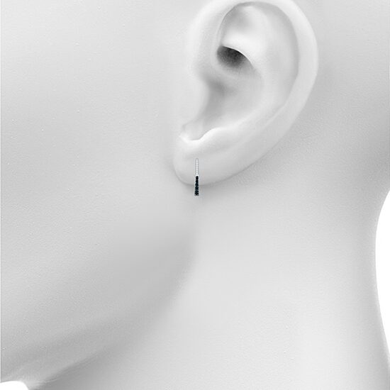 Linear Womens 1/3 CT. T.W. Natural Black Diamond Sterling Silver Drop Earrings