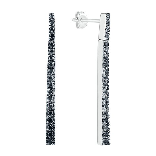 Linear Womens 1/3 CT. T.W. Natural Black Diamond Sterling Silver Drop Earrings