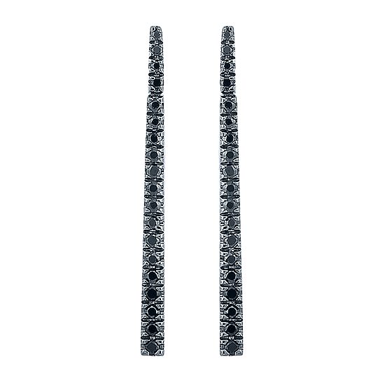 Linear Womens 1/3 CT. T.W. Natural Black Diamond Sterling Silver Drop Earrings