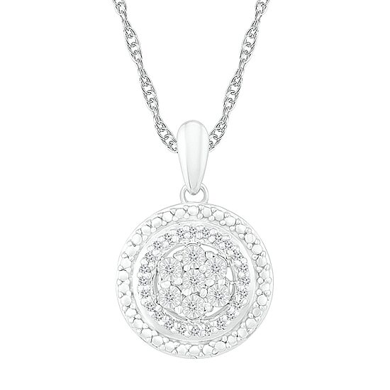 Womens 1/10 CT. T.W. Natural White Diamond Sterling Silver Round 18 Inch Pendant Necklace