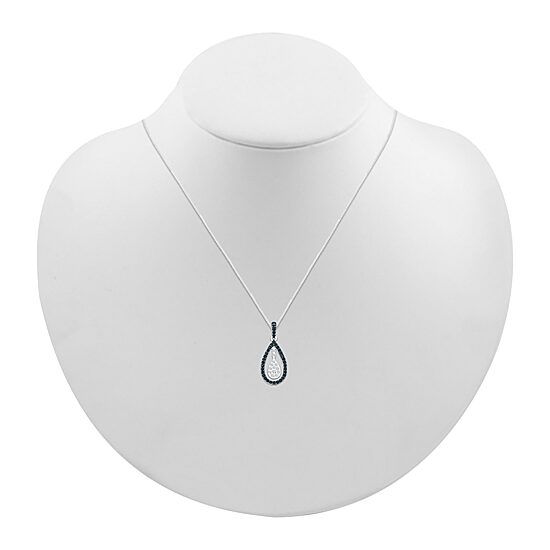 Womens 1/3 CT. T.W. Natural Black Diamond Sterling Silver Pear 18 Inch Pendant Necklace