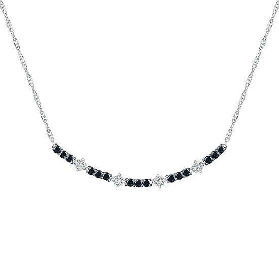 Womens 3/4 CT. T.W. Natural Black Diamond Sterling Silver Curved 18 Inch Pendant Necklace