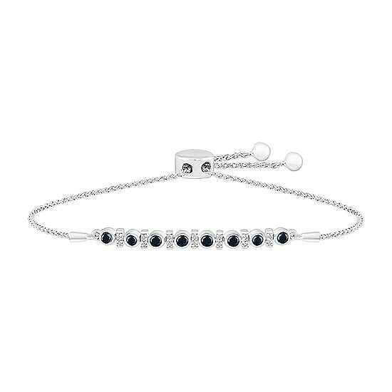 Womens 3/8 CT. T.W. Natural Black Diamond Sterling Silver Bolo Bracelet