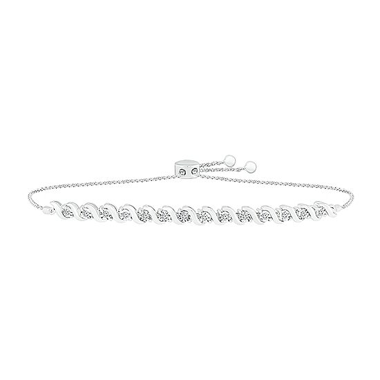 Womens 1/2 CT. T.W. Natural White Diamond Sterling Silver Bolo Bracelet