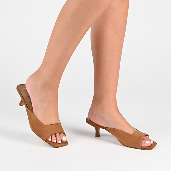 Journee Collection Larna Womens Square Open Toe Kitten Heel Pumps