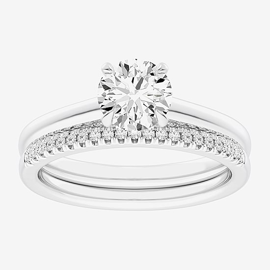 (G / Vs2-Si1) Womens 1 1/4 CT. T.W. Lab Grown White Diamond 14K Gold Round Solitaire Bridal Set