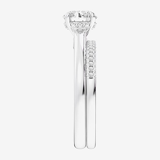 (G / Vs2-Si1) Womens 1 1/4 CT. T.W. Lab Grown White Diamond 14K Gold Round Solitaire Bridal Set