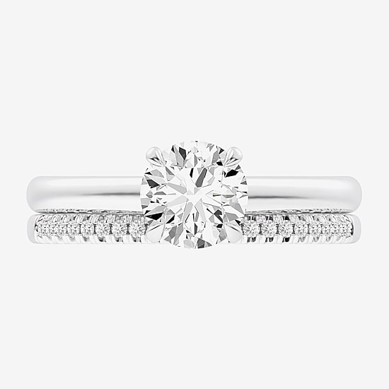 (G / Vs2-Si1) Womens 1 1/4 CT. T.W. Lab Grown White Diamond 14K Gold Round Solitaire Bridal Set
