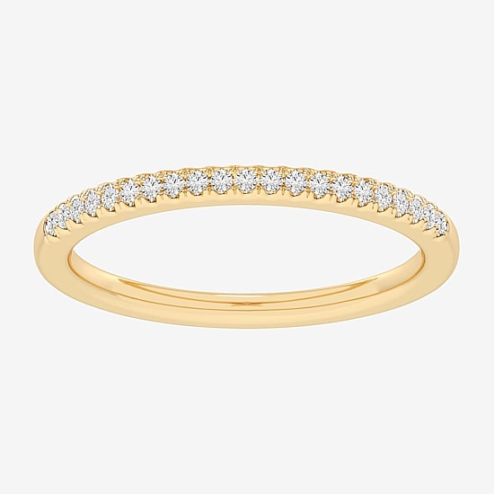 (G-H / Si1-Si2) Womens 1/10 CT. T.W. Lab Grown White Diamond 14K Gold Wedding Band