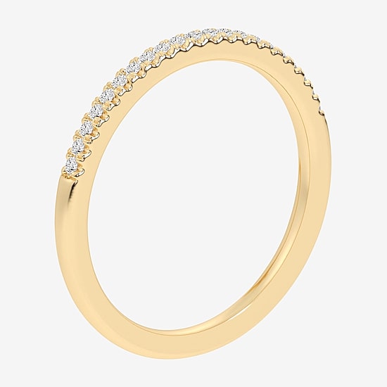 (G-H / Si1-Si2) Womens 1/10 CT. T.W. Lab Grown White Diamond 14K Gold Wedding Band