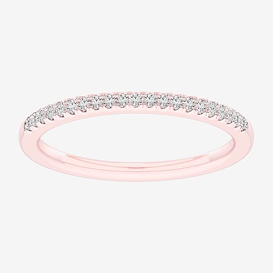 (G-H / Si1-Si2) Womens 1/10 CT. T.W. Lab Grown White Diamond 14K Gold Wedding Band