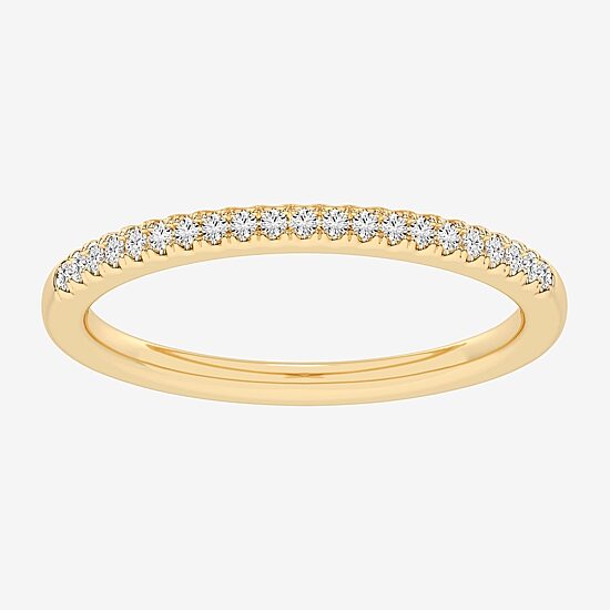 (G-H / Si1-Si2) Womens 1/10 CT. T.W. Lab Grown White Diamond 14K Gold Wedding Band