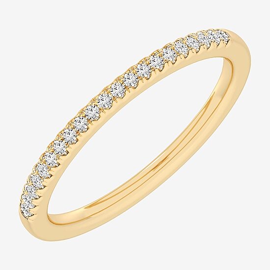 (G-H / Si1-Si2) Womens 1/10 CT. T.W. Lab Grown White Diamond 14K Gold Wedding Band