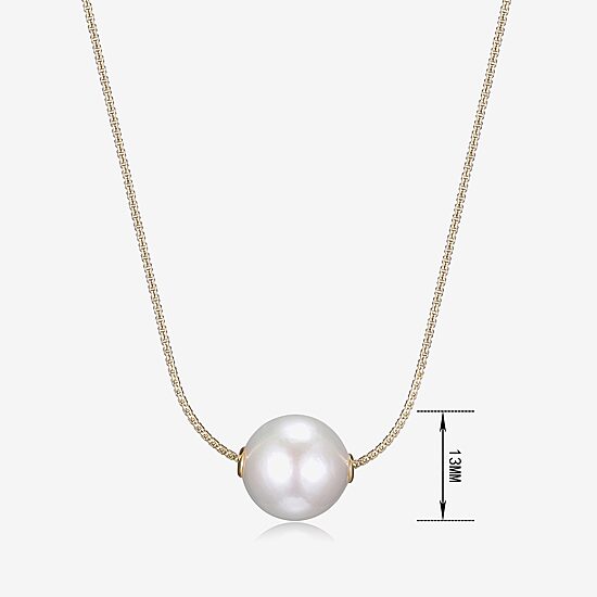 Womens White Cultured Freshwater Pearl 18K Gold Over Silver 18 Inch Pendant Necklace